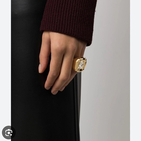 DULCIS COCKTAIL Statement Rectangle Gold RING, Size 7 - Picture 2 of 15